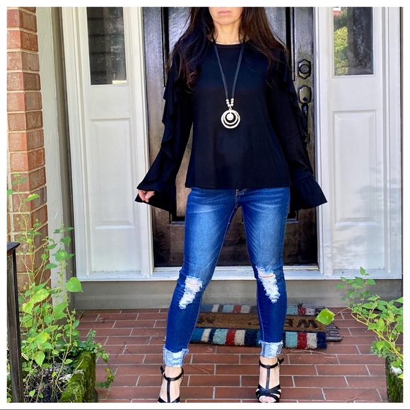 Layered sleeves long sleeve tunic top - Picture 3 of 8